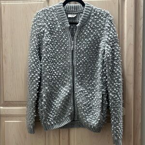 Lucky Brand Charcoal Knit zip up Cardigan